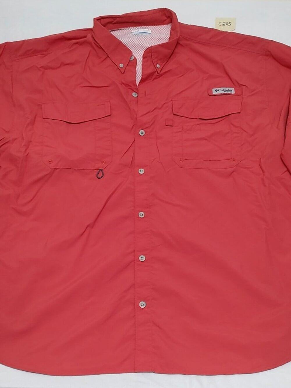 Columbia PFG Short Sleeve Button Shirt Men 2XL - Salmon
